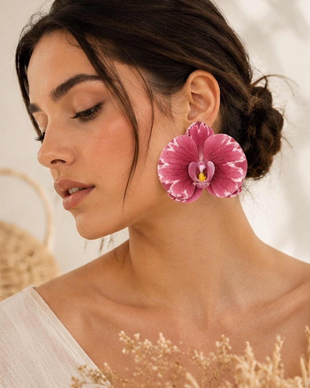 Aretes Maxi Orquídea Rosa