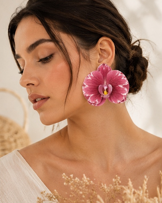 Aretes Maxi Orquídea Rosa